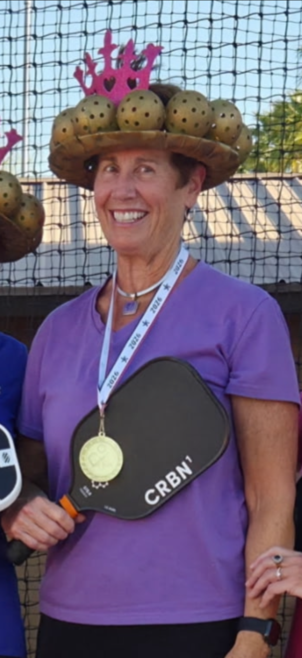 Granny Sheila in her pickleball crown